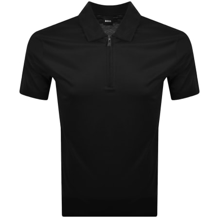 BOSS H Paras 50 Quarter Zip Polo Black | Mainline Menswear us
